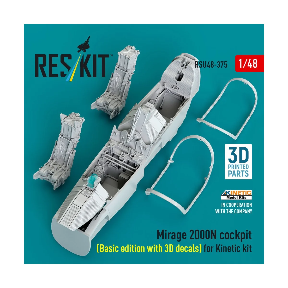 Mirage 2000N cockpit (Basic edition with 3D decals) for Kinetic kit...