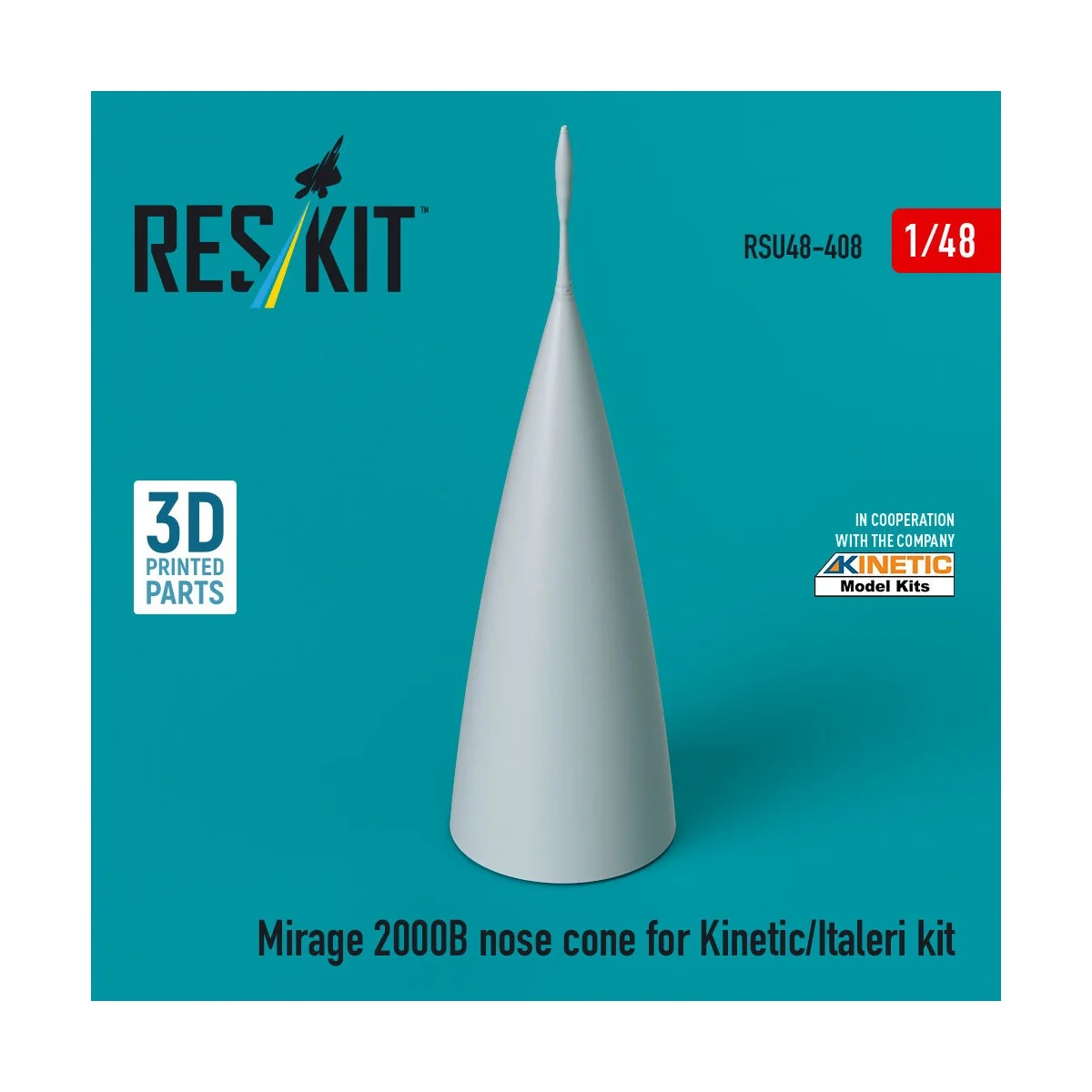 Mirage 2000B nose cone for Kinetic/Italeri kit (3D Printed) - ResKi...