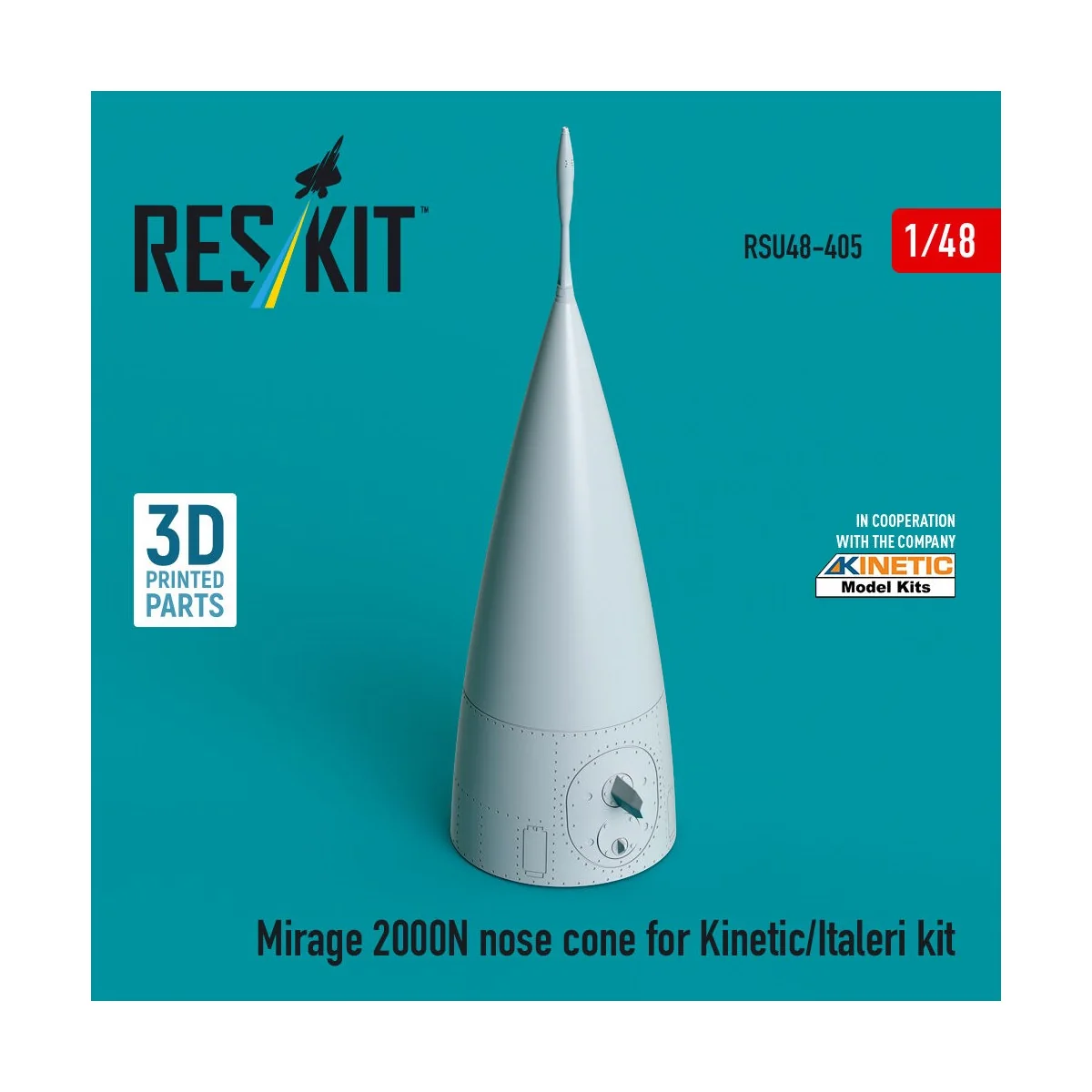 Mirage 2000N nose cone for Kinetic/Italeri kit (3D Printed), 1/48 -...