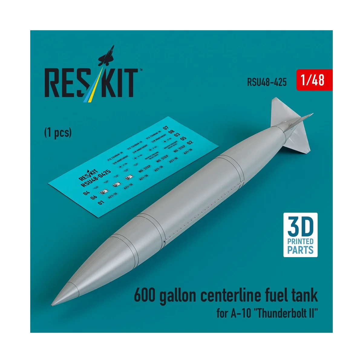 600 gallon centerline fuel tank for A-10 Thunderbolt II (1 pcs) (3D...