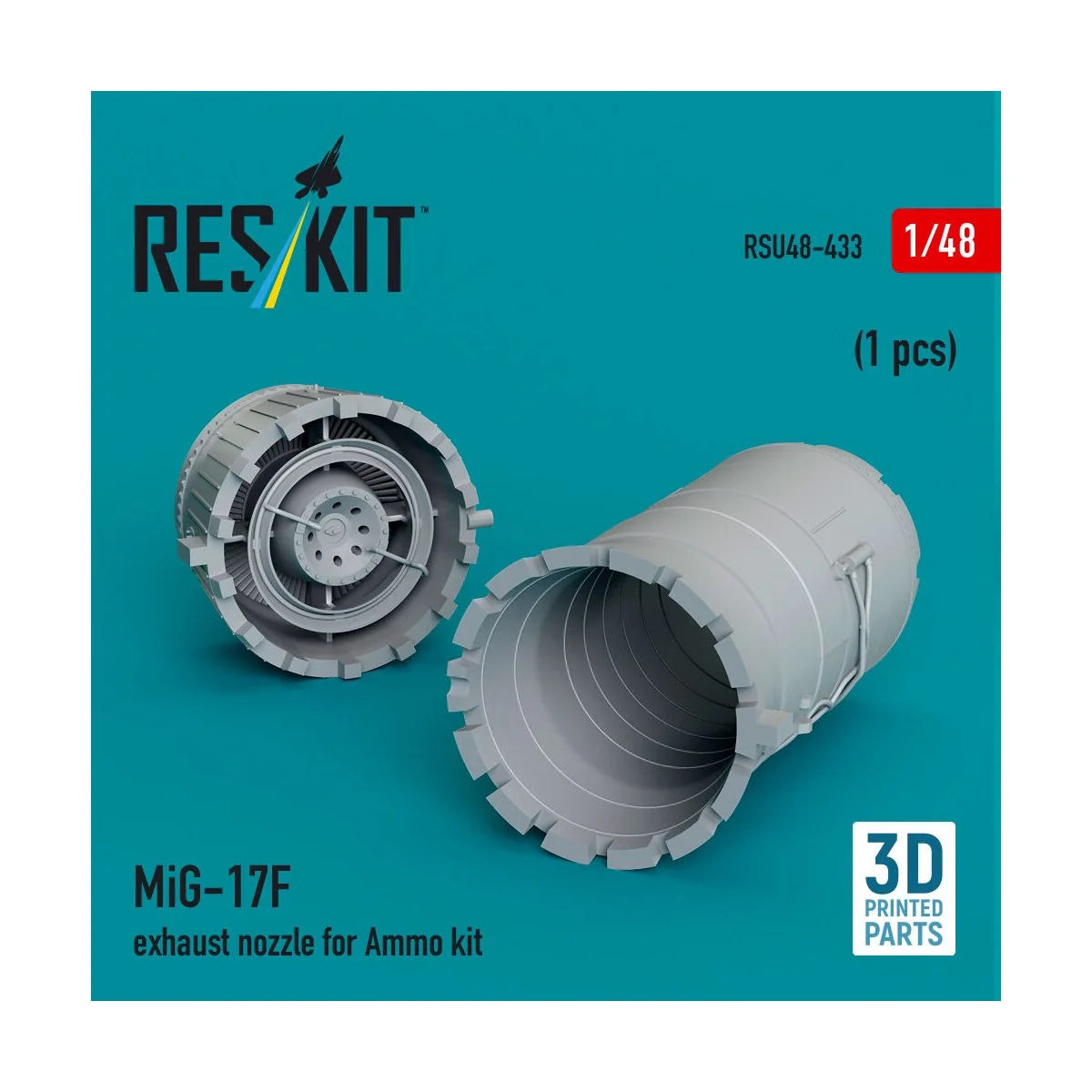 MiG-17F exhaust nozzle for Ammo kit (3D Printed), 1/48 - ResKit Mod...