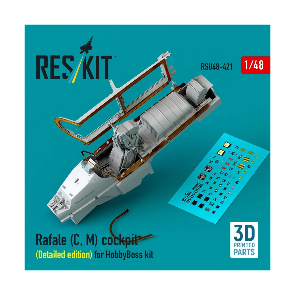 Rafale (C, M) cockpit (Detailed edition) for HobbyBoss kit (3D prin...