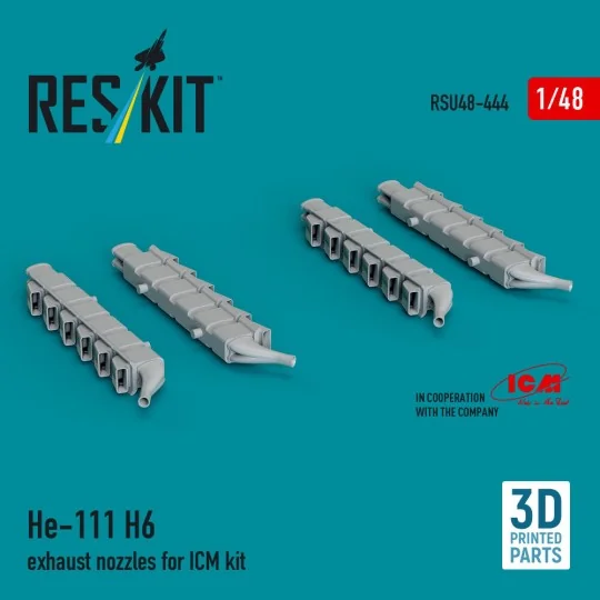 He 111 H-6 exhaust nozzles for ICM kit (3D printed), 1/48 - ResKit ... He 111 H-6 exhaust nozzles for ICM kit (3D printed), 1/48 - ResKit ...