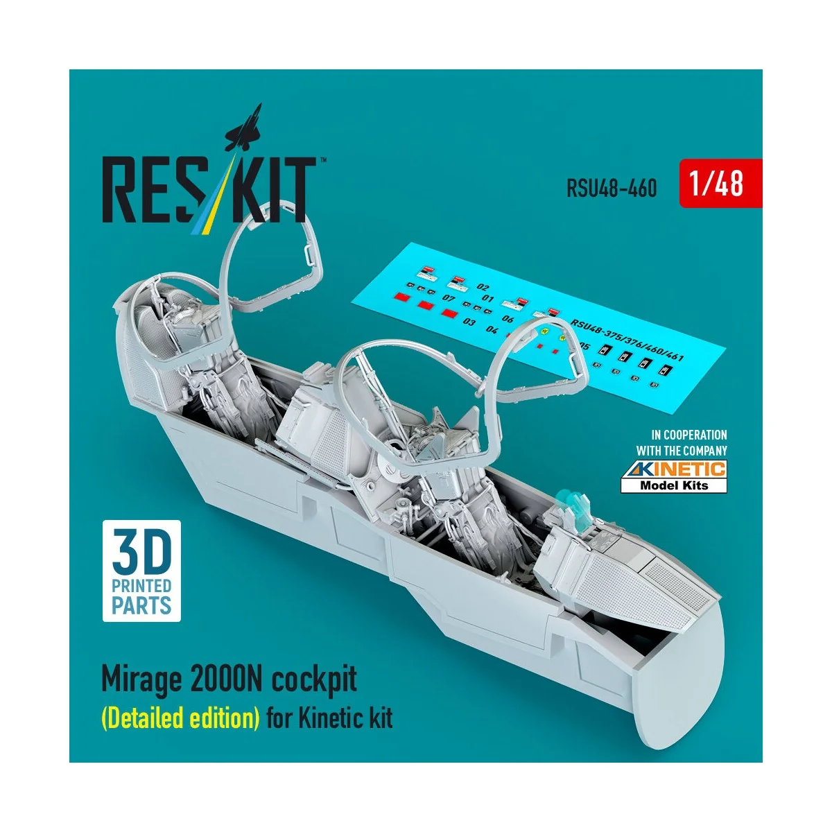 Mirage 2000N cockpit (Detailed edition) for Kinetic kit (3D Printed... Mirage 2000N cockpit (Detailed edition) for Kinetic kit (3D Printed...