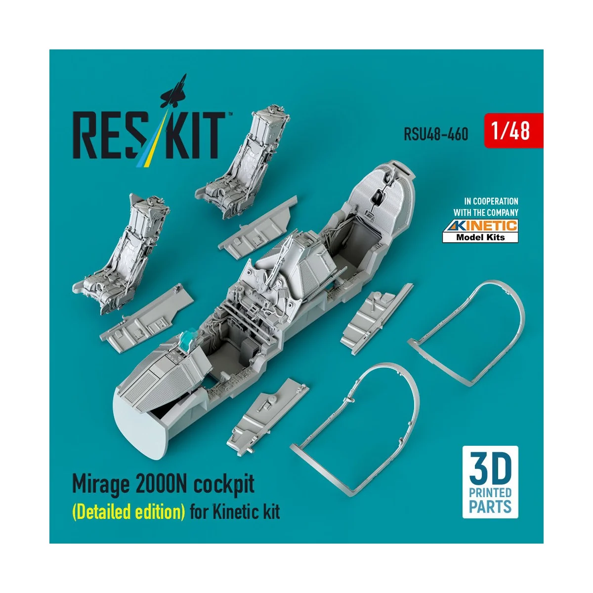 Mirage 2000N cockpit (Detailed edition) for Kinetic kit (3D Printed... Mirage 2000N cockpit (Detailed edition) for Kinetic kit (3D Printed...