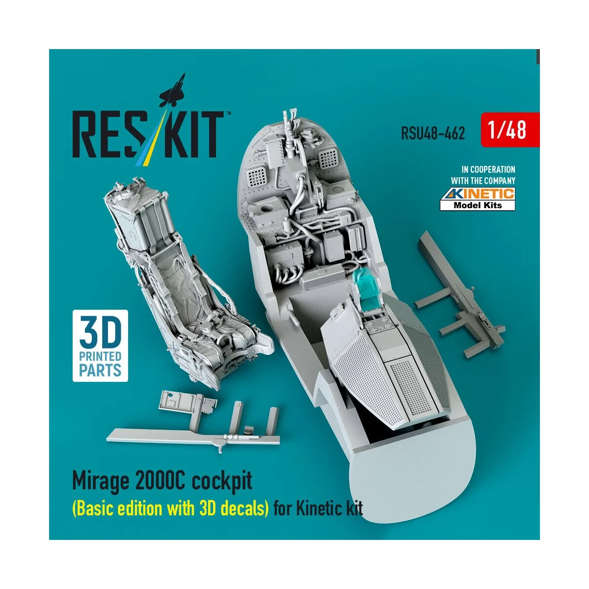 Mirage 2000C cockpit (Basic edition with 3D decals) for Kinetic kit...