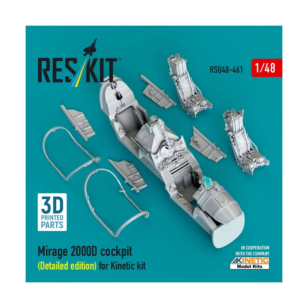 Mirage 2000D cockpit (Detailed edition) for Kinetic kit (3D Printed...