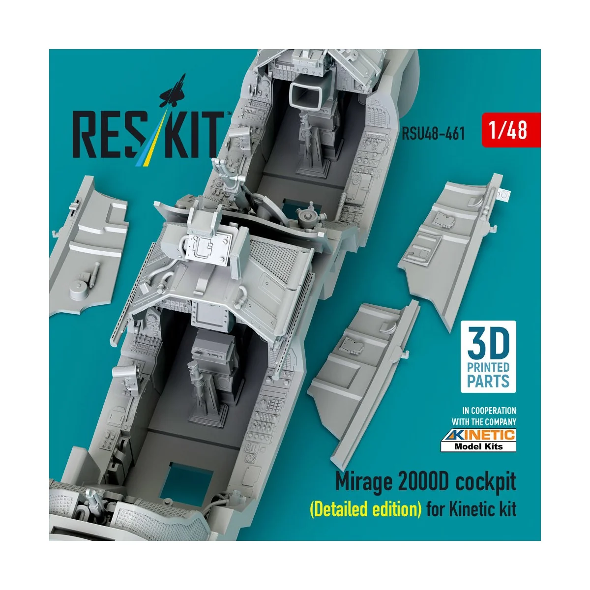 Mirage 2000D cockpit (Detailed edition) for Kinetic kit (3D Printed...