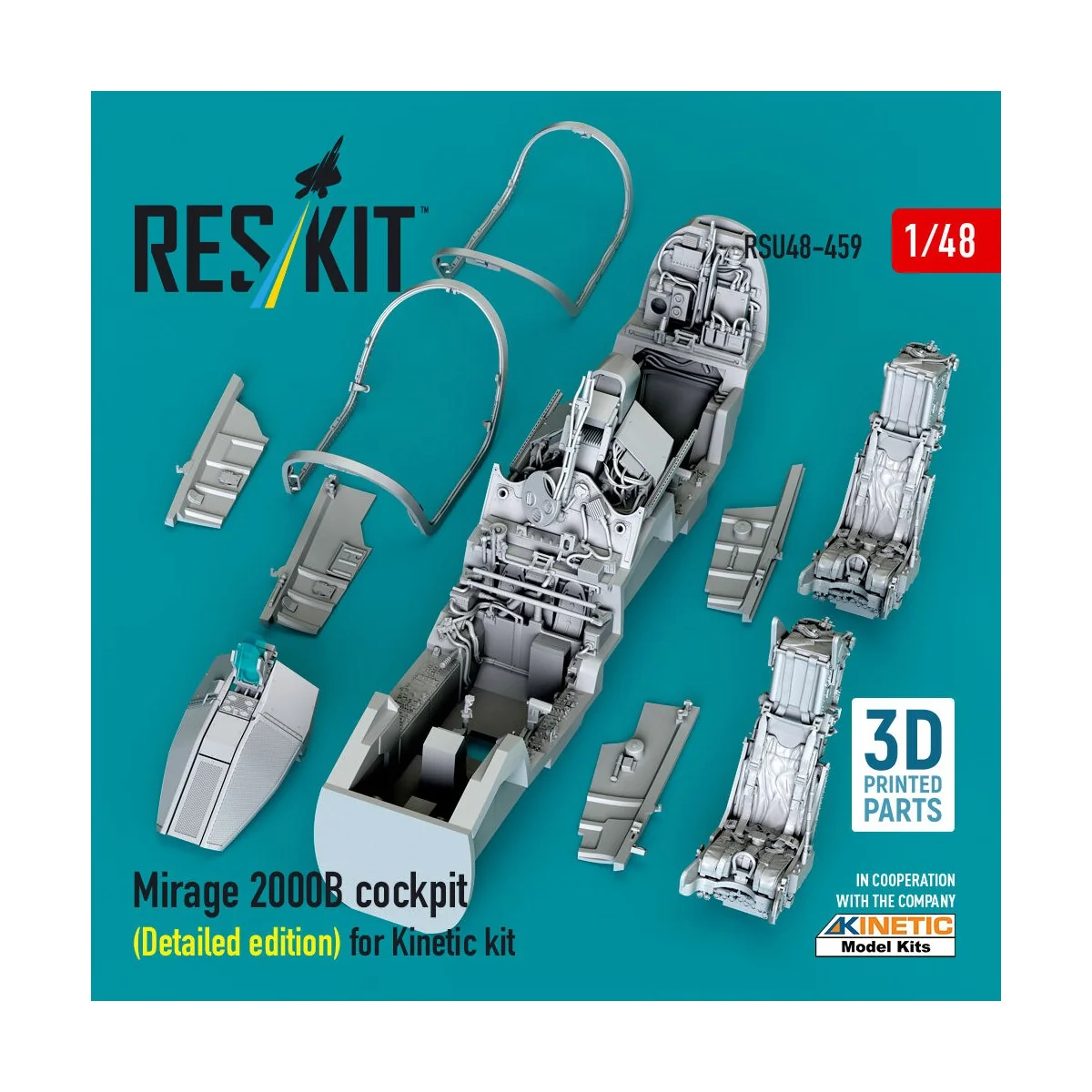 Mirage 2000B cockpit (Detailed edition) for Kinetic kit (3D Printed...