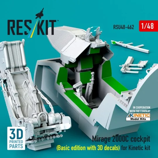 Mirage 2000C cockpit (Basic edition with 3D decals) for Kinetic kit...