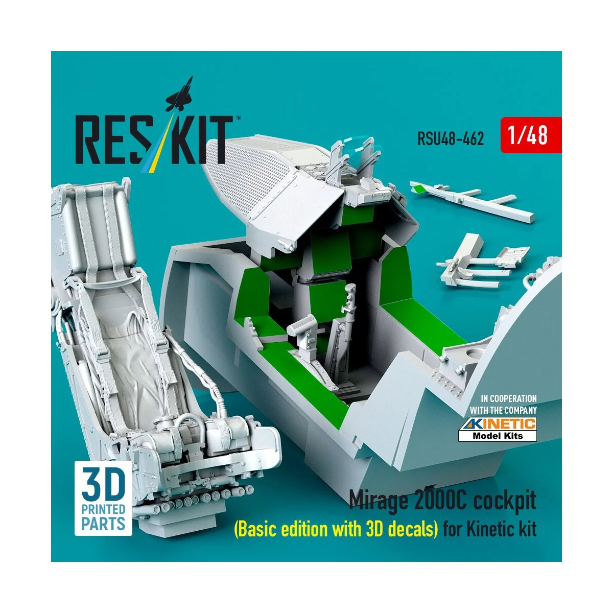 Mirage 2000C cockpit (Basic edition with 3D decals) for Kinetic kit...