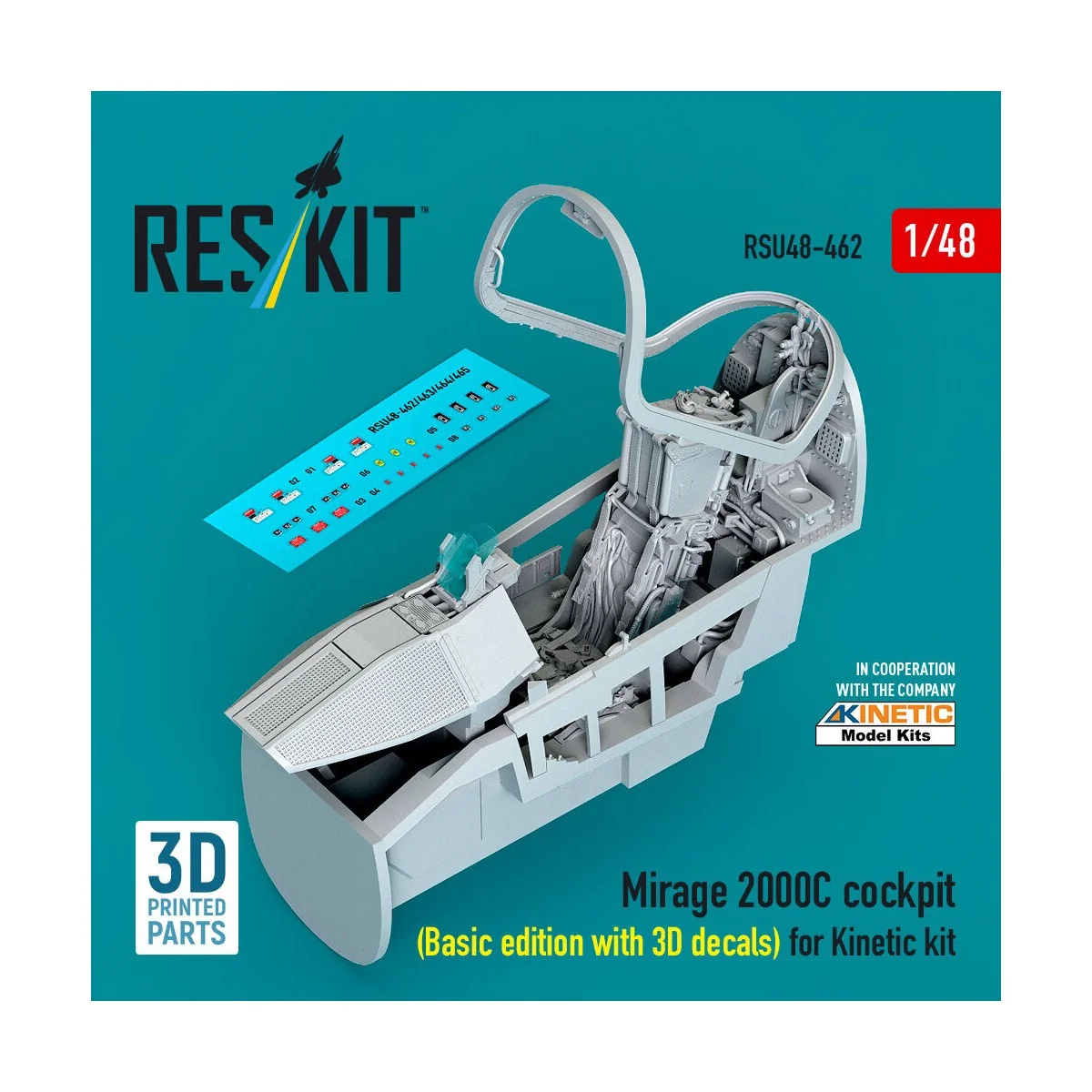 Mirage 2000C cockpit (Basic edition with 3D decals) for Kinetic kit...