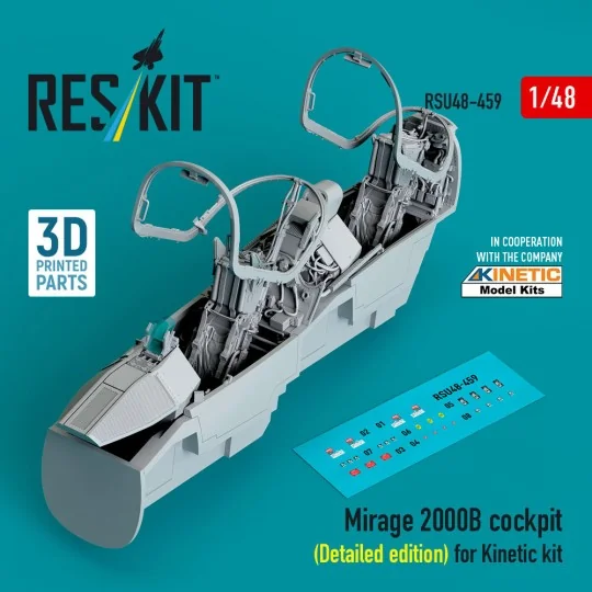 Mirage 2000B cockpit (Detailed edition) for Kinetic kit (3D Printed...