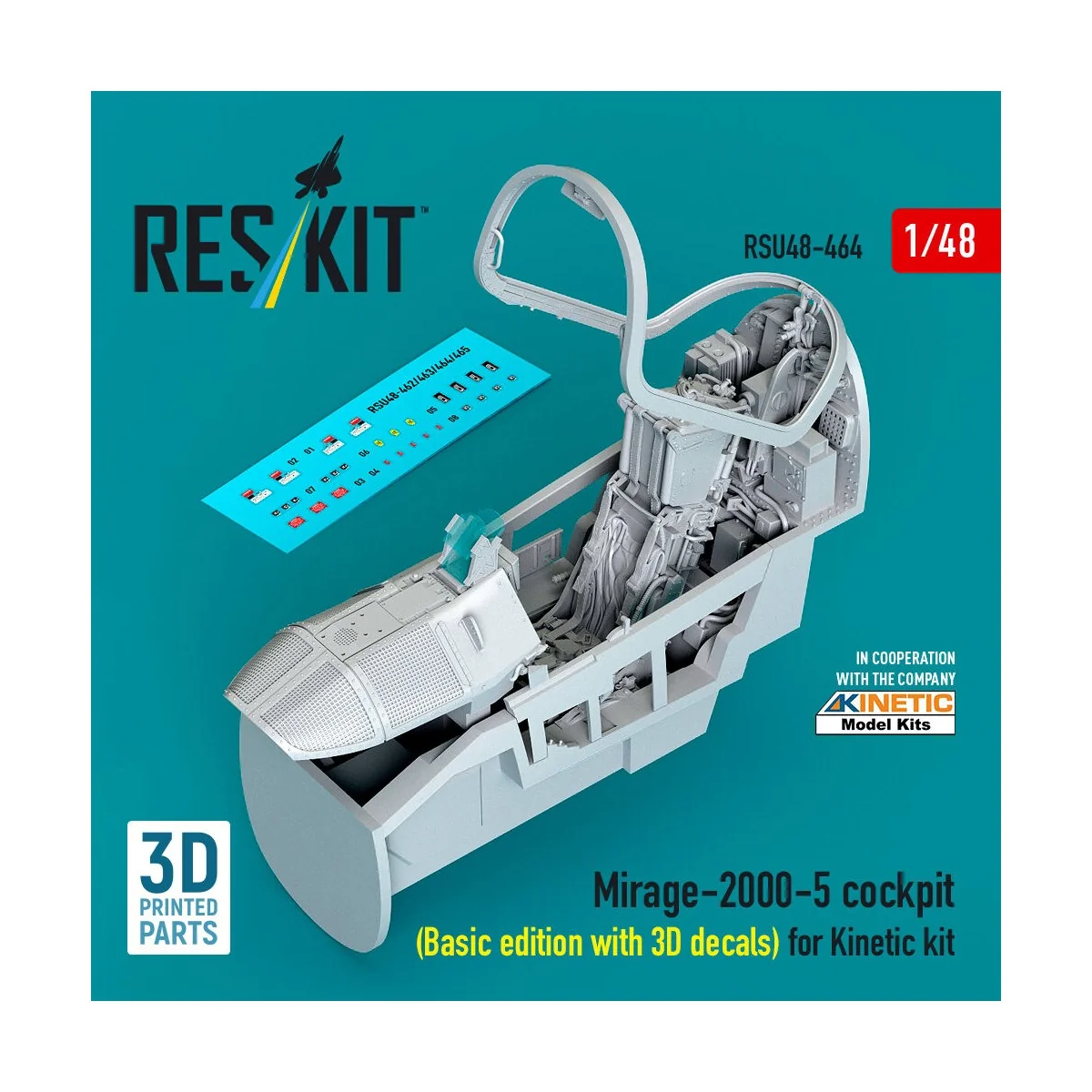 Mirage-2000-5 cockpit (Basic edition with 3D decals) for Kinetic ki...