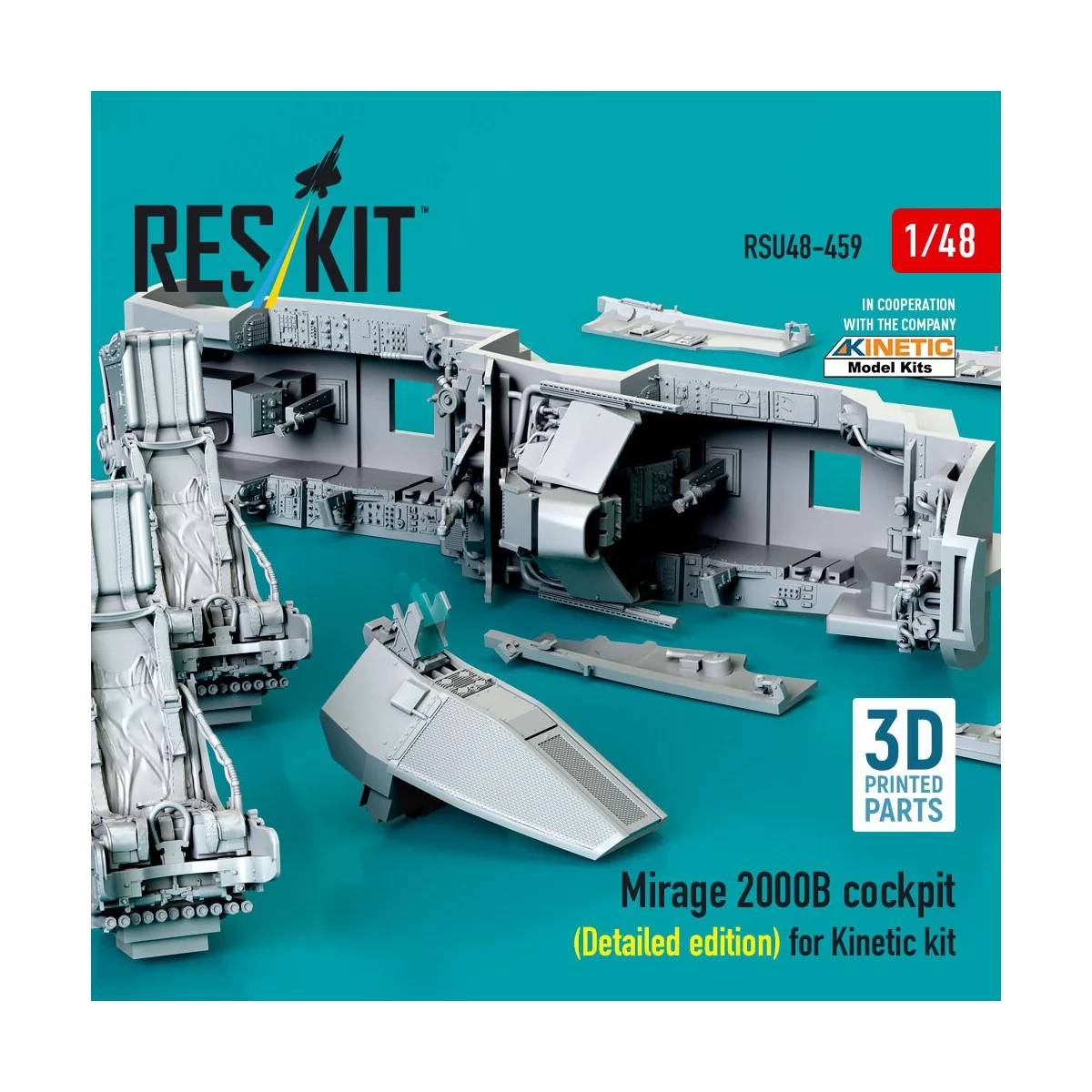 Mirage 2000B cockpit (Detailed edition) for Kinetic kit (3D Printed...