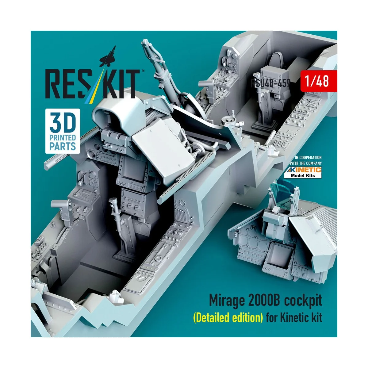 Mirage 2000B cockpit (Detailed edition) for Kinetic kit (3D Printed...