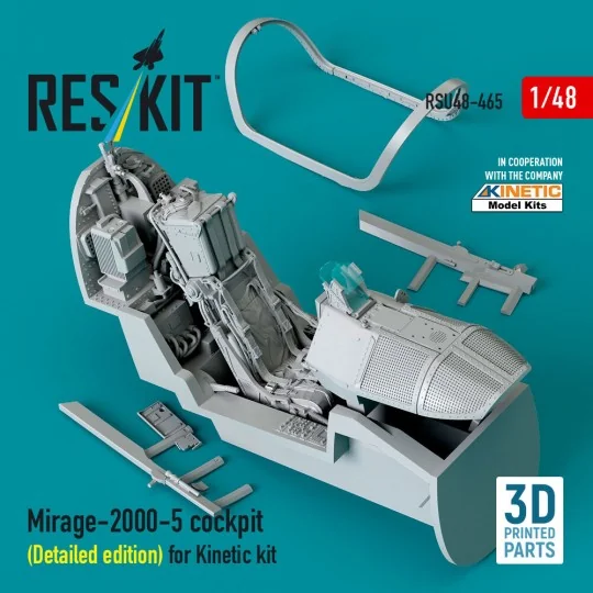Mirage-2000-5 cockpit (Detailed edition) for Kinetic kit (3D Printe...