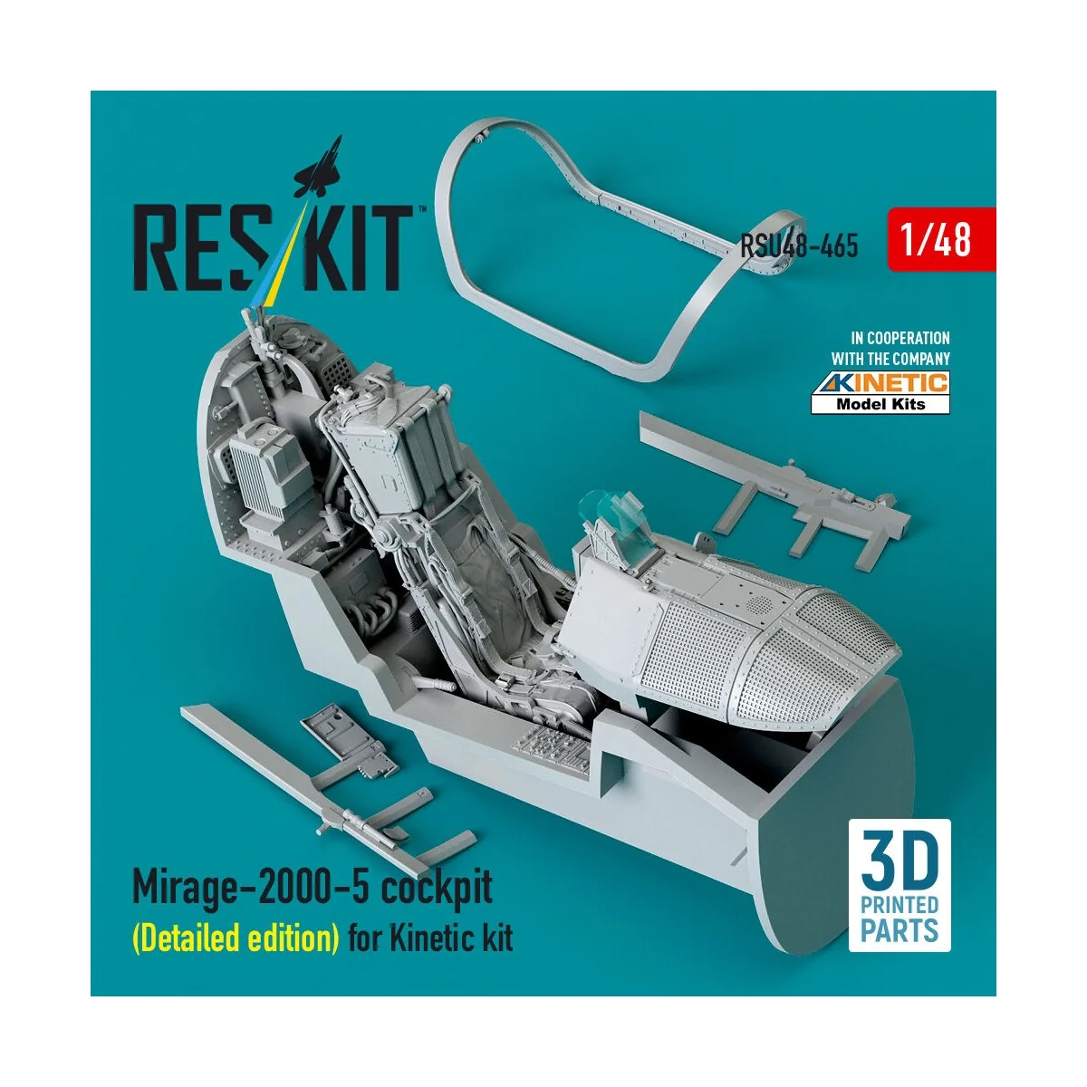 Mirage-2000-5 cockpit (Detailed edition) for Kinetic kit (3D Printe...