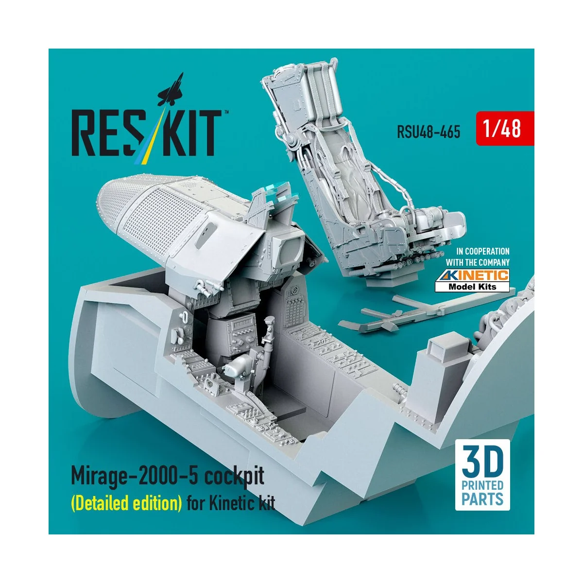 Mirage-2000-5 cockpit (Detailed edition) for Kinetic kit (3D Printe...