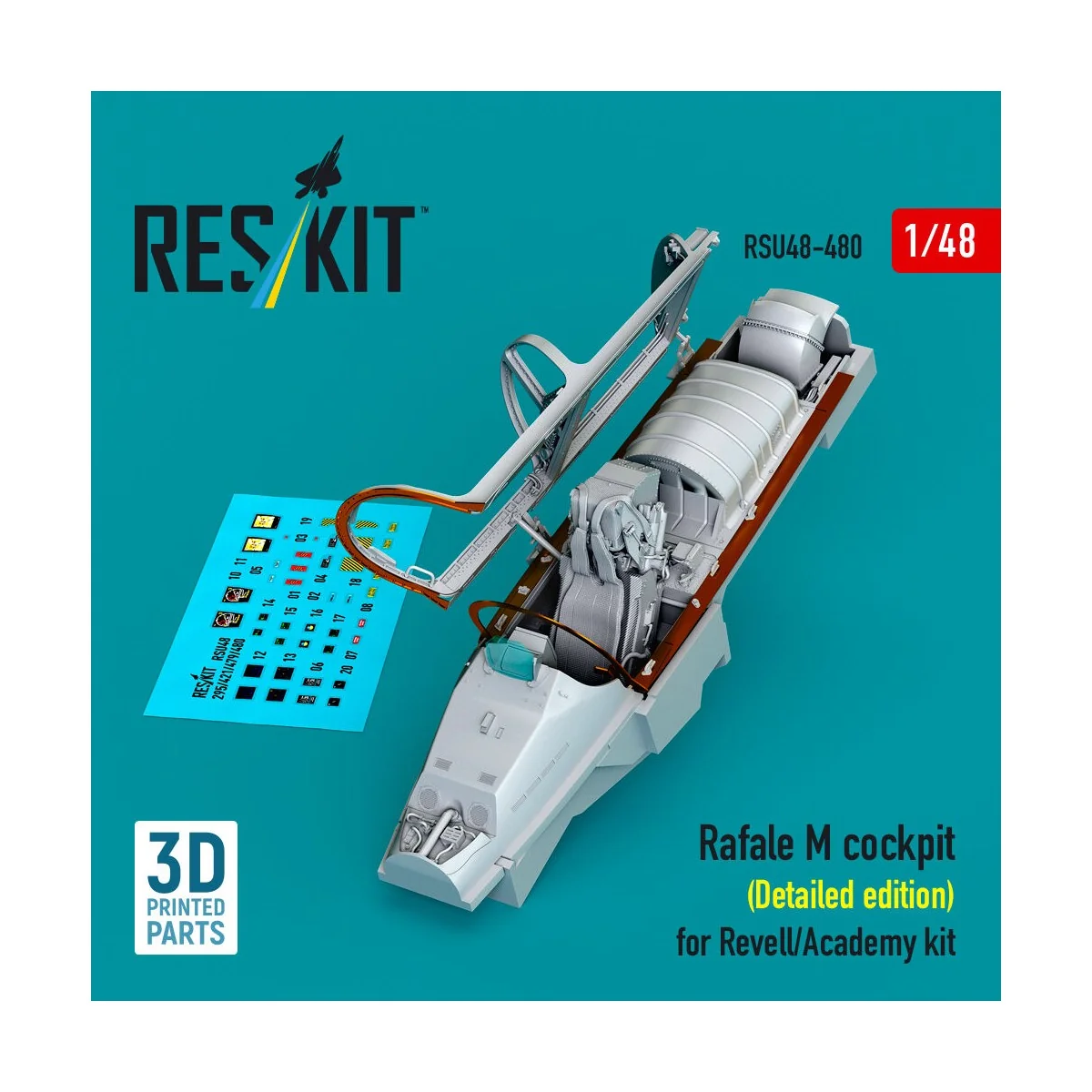 Rafale M cockpit (Detailed edition) for Revell/Academy kit (3D prin...