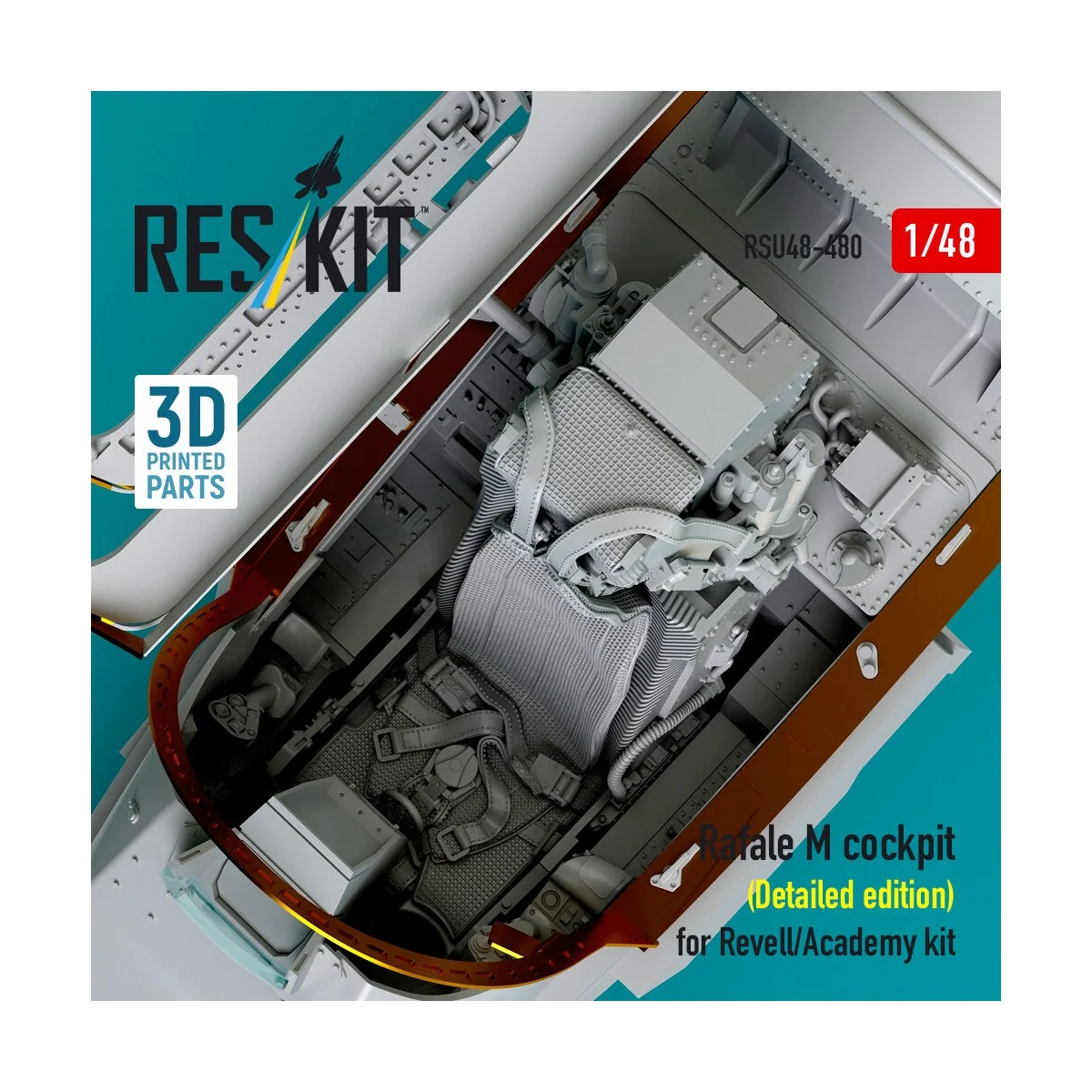 Rafale M cockpit (Detailed edition) for Revell/Academy kit (3D prin...