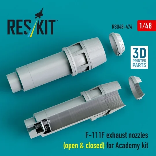 F-111F exhaust nozzles (open & closed) for Academy kit (3D Printed)...