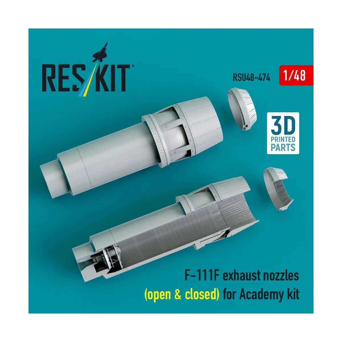 F-111F exhaust nozzles (open & closed) for Academy kit (3D Printed)...