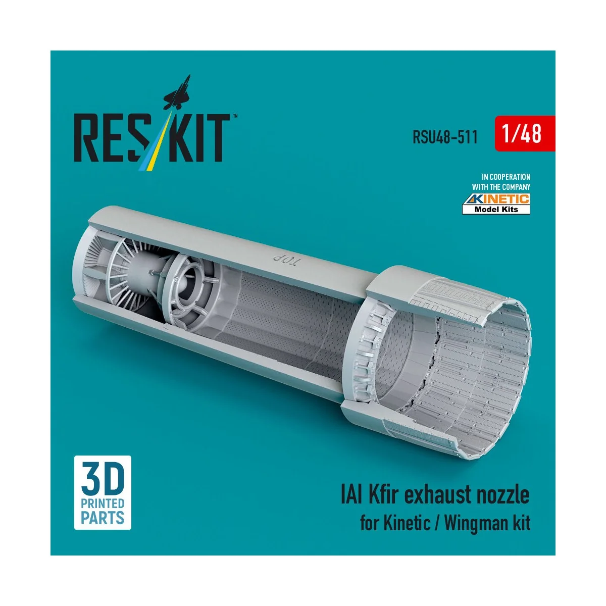 IAI Kfir exhaust nozzle for Kinetic / Wingman kit (3D Printed), 1/4...