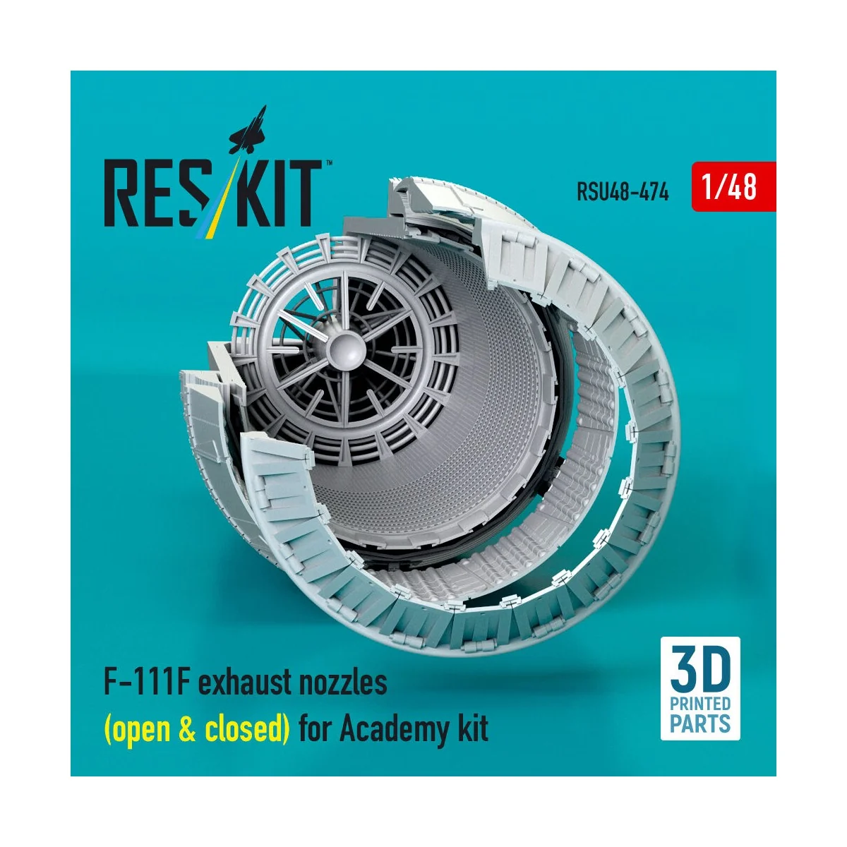 F-111F exhaust nozzles (open & closed) for Academy kit (3D Printed)...