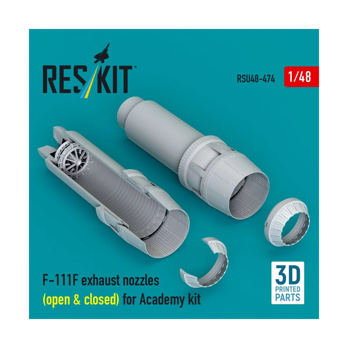 F-111F exhaust nozzles (open & closed) for Academy kit (3D Printed)...
