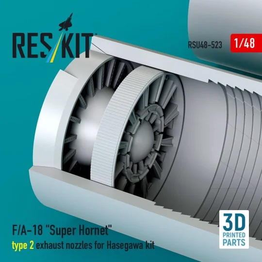 F/A-18 Super Hornet type 2 exhaust nozzles for Hasegawa kit (3D Pri...