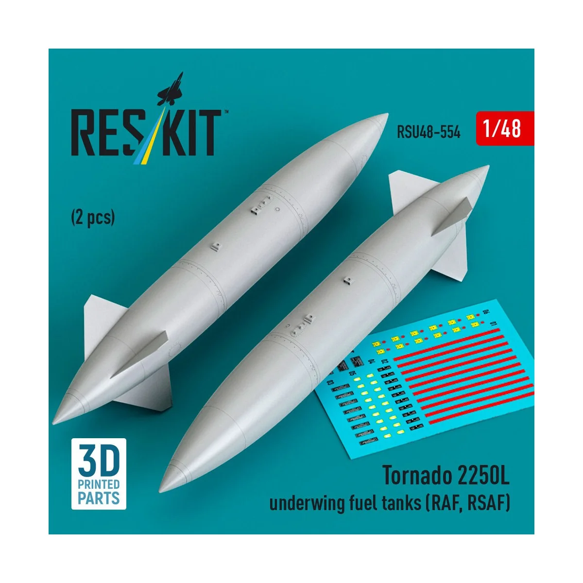 Tornado 2250L underwing fuel tanks (RAF, RSAF) (2 pcs) (3D Printed)...