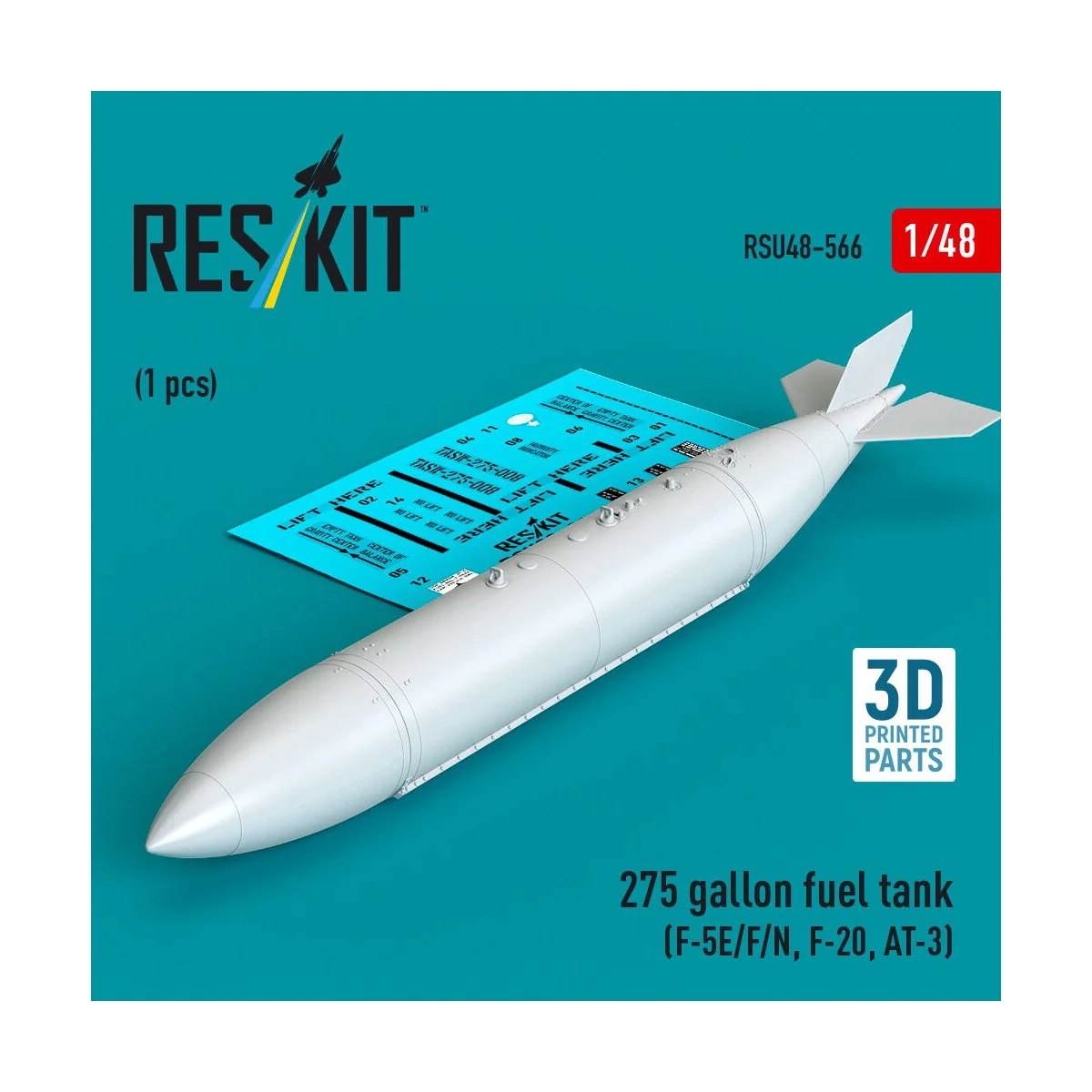 275 gallon fuel tank (F-5E/F/N, F-20, AT-3) (1 pcs) (3D Printed), 1...