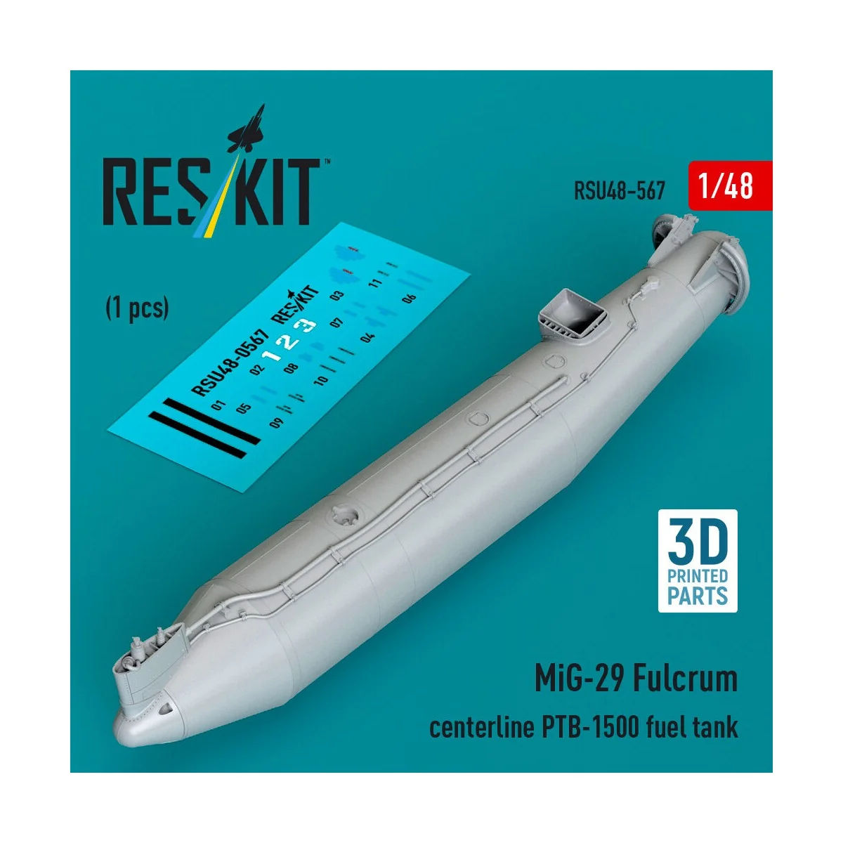 MiG-29 Fulcrum centerline PTB-1500 fuel tank (1 pcs) (3D Printed) -...