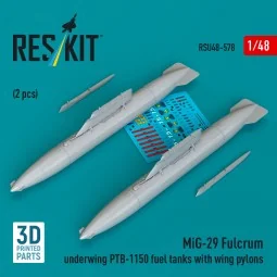 MiG-29 Fulcrum underwing PTB-1150 fuel tanks with wing pylons (2 pc...