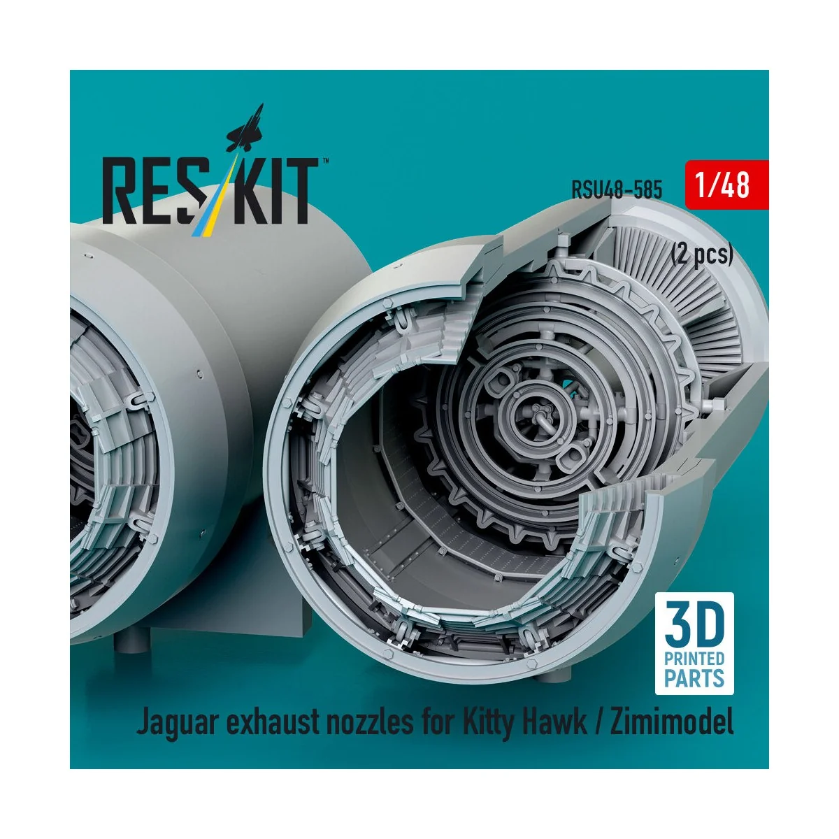 Jaguar exhaust nozzles for Kitty Hawk / Zimimodel (3D Printed), 1/4...