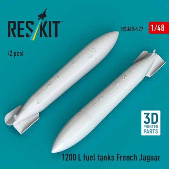 1200 L fuel tanks French Jaguar (2 pcs) (3D Printed), 1/48 - ResKit... 1200 L fuel tanks French Jaguar (2 pcs) (3D Printed), 1/48 - ResKit...