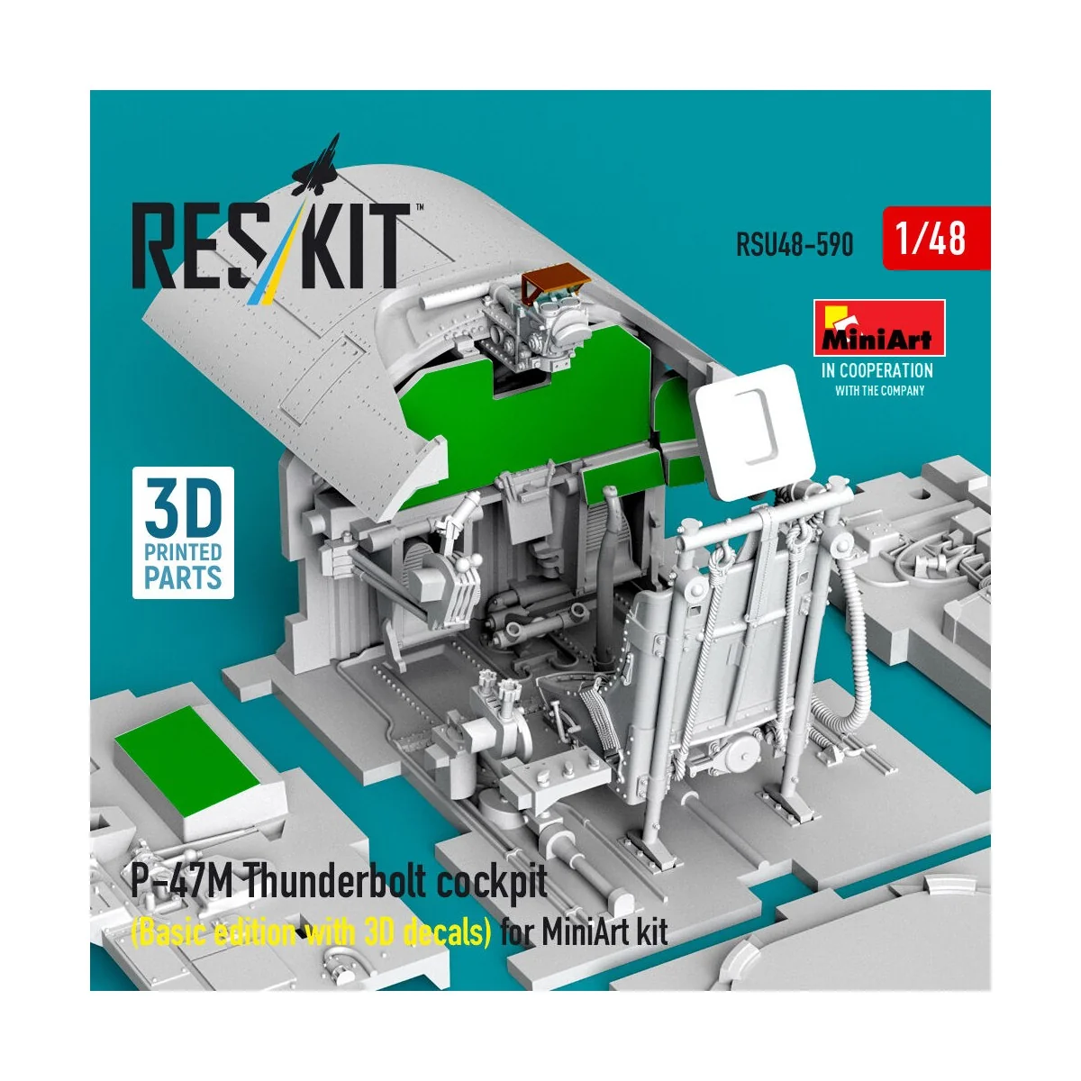 P-47M Thunderbolt cockpit (Basic edition with 3D decals) for MiniAr...