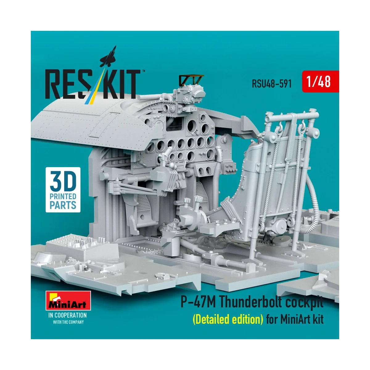 P-47M Thunderbolt cockpit (Detailed edition) for MiniArt kit (3D Pr...