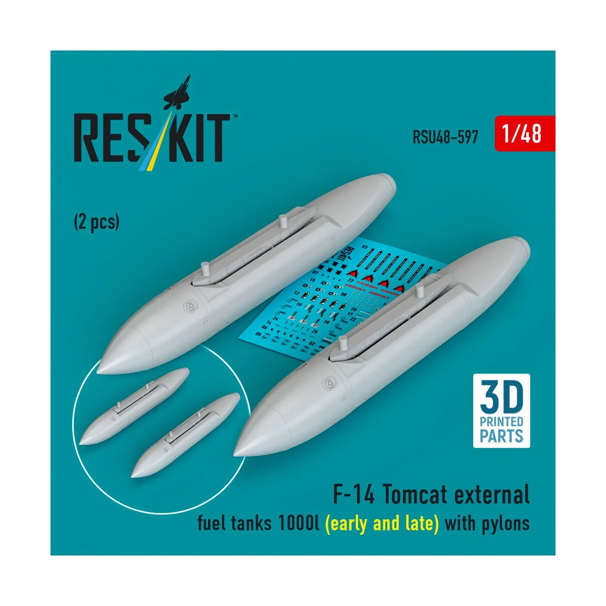 F-14 Tomcat external fuel tanks 1000l (early and late) with pylons ...