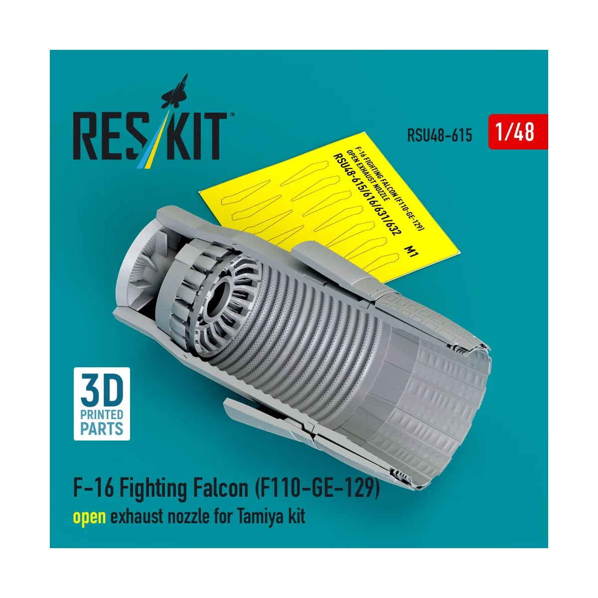 F-16 Fighting Falcon (F110-GE-129) open exhaust nozzle for Tamiya k...