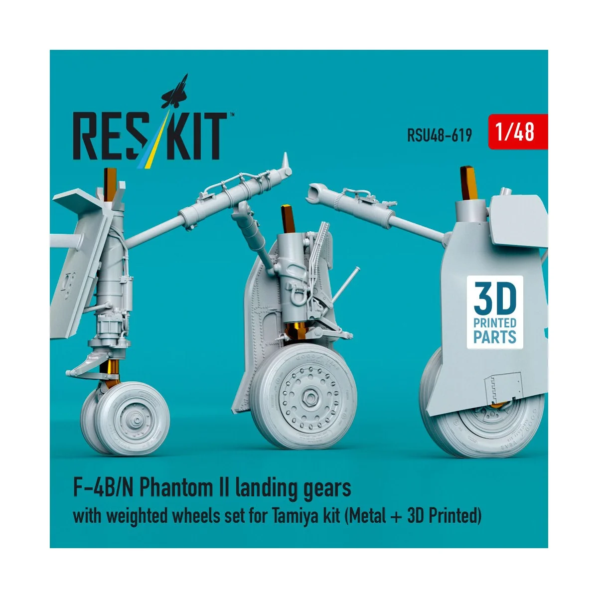 F-4B/N Phantom II landing gears with weighted wheels set for Tamiya...
