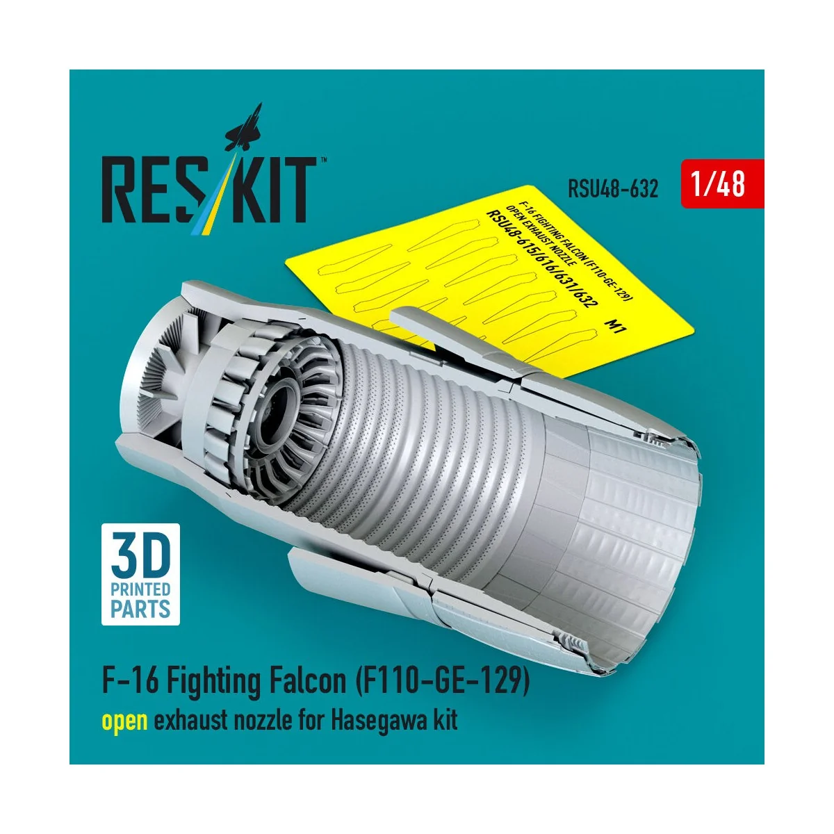 F-16 Fighting Falcon (F110-GE-129) open exhaust nozzle for Hasegawa...