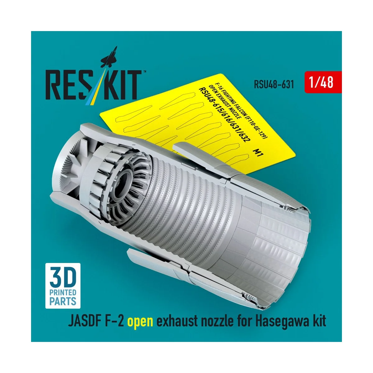 JASDF F-2 open exhaust nozzle for Hasegawa kit (3D Printed) - ResKi...