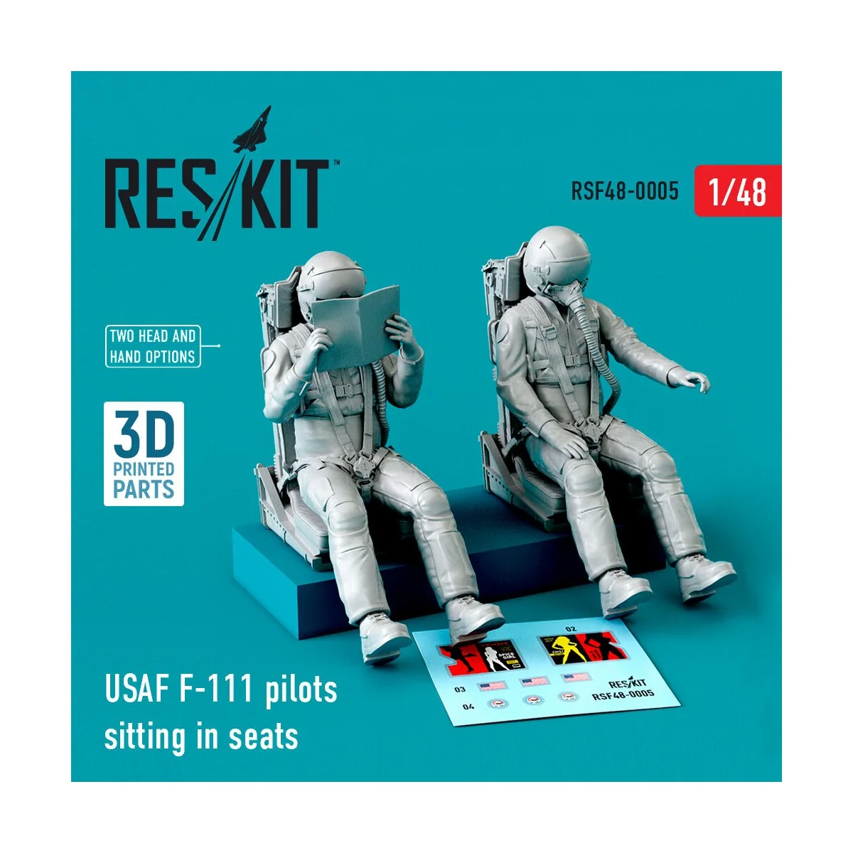 USAF F-111 pilots sitting in seats (2 pcs) (3D Printed), 1/48 - Res... USAF F-111 pilots sitting in seats (2 pcs) (3D Printed), 1/48 - Res...