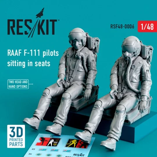 RAAF F-111 pilots sitting in seats (2 pcs) (3D Printed), 1/48 - Res...