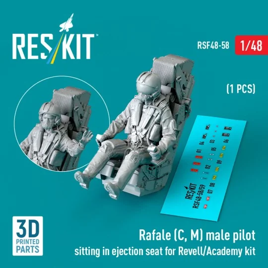 Rafale (C, M) male pilot sitting in ejection seat for Revell/Academ...