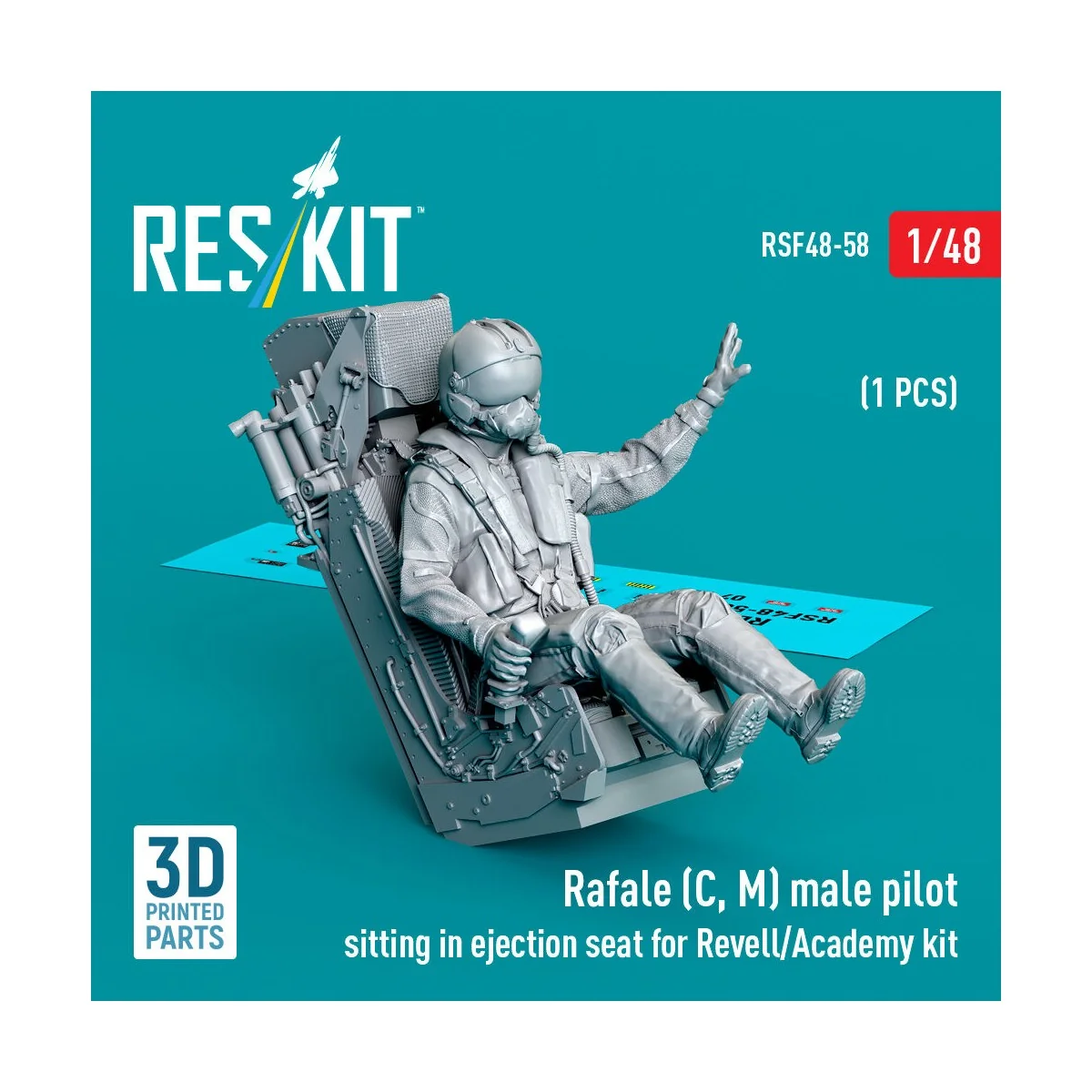 Rafale (C, M) male pilot sitting in ejection seat for Revell/Academ...