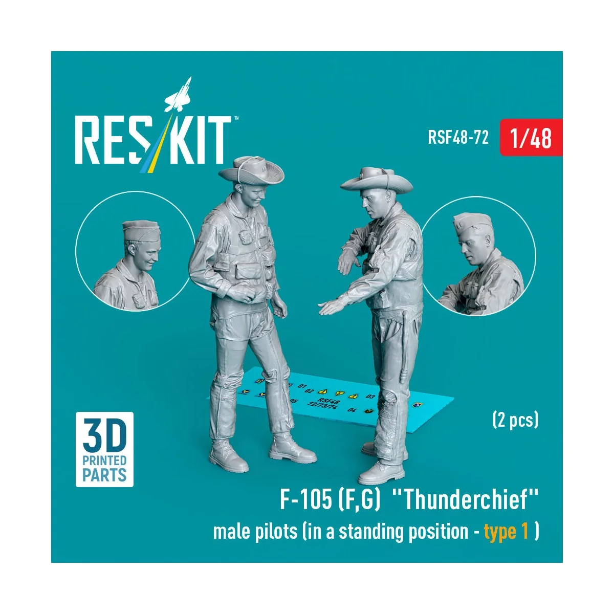 F-105 (F, G) Thunderchief male pilots (in a standing position - typ... F-105 (F, G) Thunderchief male pilots (in a standing position - typ...