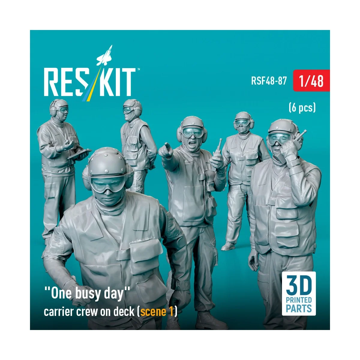 One busy day carrier crew on deck (scene 1) (6 pcs) (3D Printed), 1...